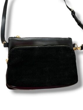 Sole Society Women’s Black Handbag Purse Gold Detail Detachable Wristlet Clutch